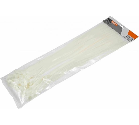 Изображение товара Нейлоновая хомут-стяжка NOVOCRAFT 8x400 мм, белая, уп. 100 шт. HCC084000100