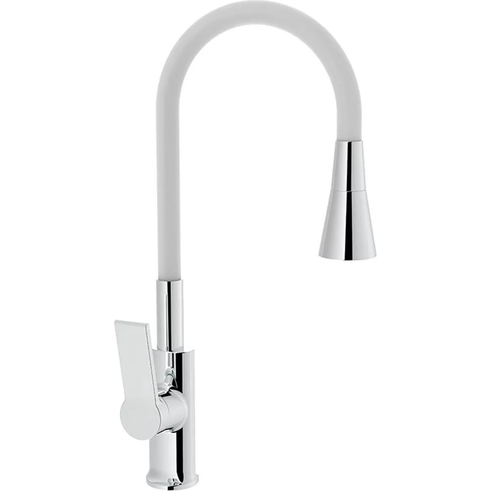 Изображение товара Смеситель кухонный однорычажный ViEiR с гибким изливом хром белый V243524-F