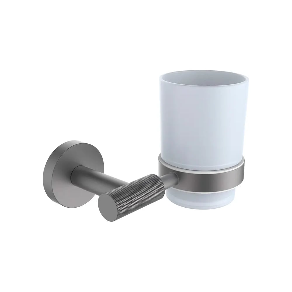 Изображение товара Настенный стеклянный стакан VIEIR с держателем из нержавеющей стали графит