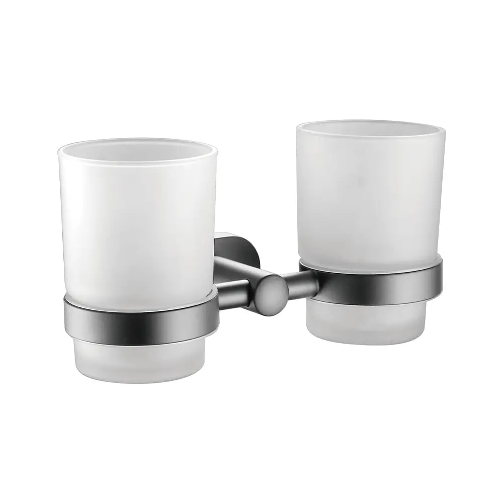 Изображение товара Стакан VIEIR двойной настенный для ванной комнаты графитовый