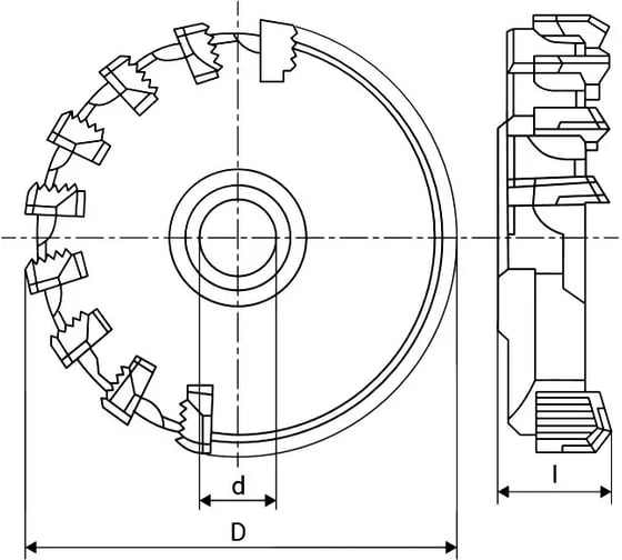 Изображение товара Фреза торцевая насадная с ножами из быстрореж. стали ИНСТУЛС 125х42х40 Z-14 Р6М5 (нож 2020-0024) 00001903552