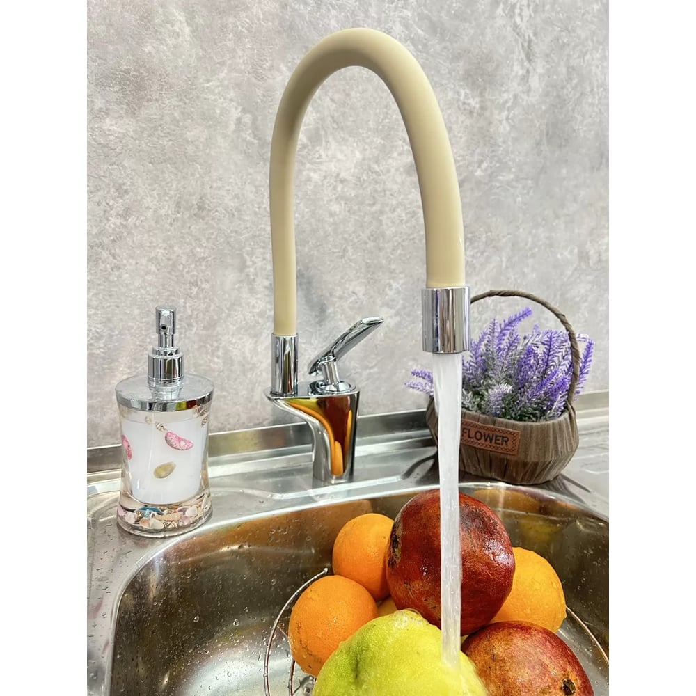 Изображение товара Смеситель для кухни однорычажный ViEiR с гибким изливом и хромированным корпусом