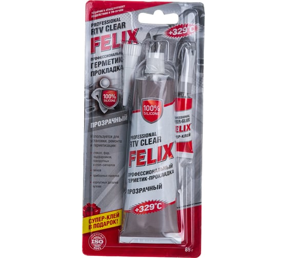 Изображение товара Герметик-прокладка FELIX (силиконовый; прозрачный; 85 г) 411040058