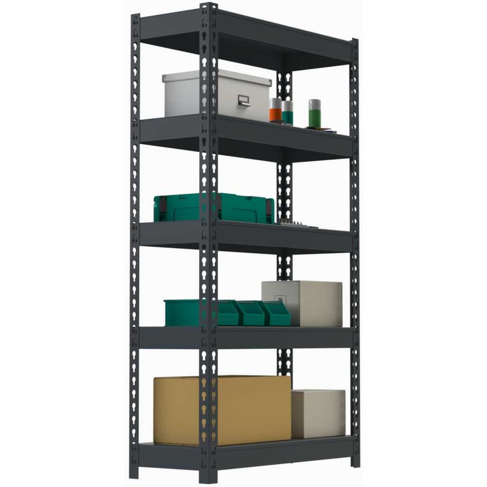 Изображение товара Стеллаж ООО Металекс HARD 2000х1200х600 5 полок серый - прочное металлическое решение