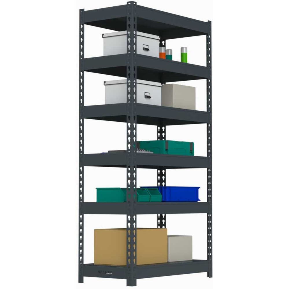 Изображение товара Стеллаж ООО Металекс HARD 2200х1200х600 с 6 полками серый для склада и дома