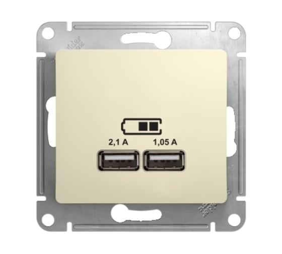 Изображение товара Розетка Systeme Electric Glossa бежевый USB 5В (2100мА), 2х5В (1050мА) SE GSL000233