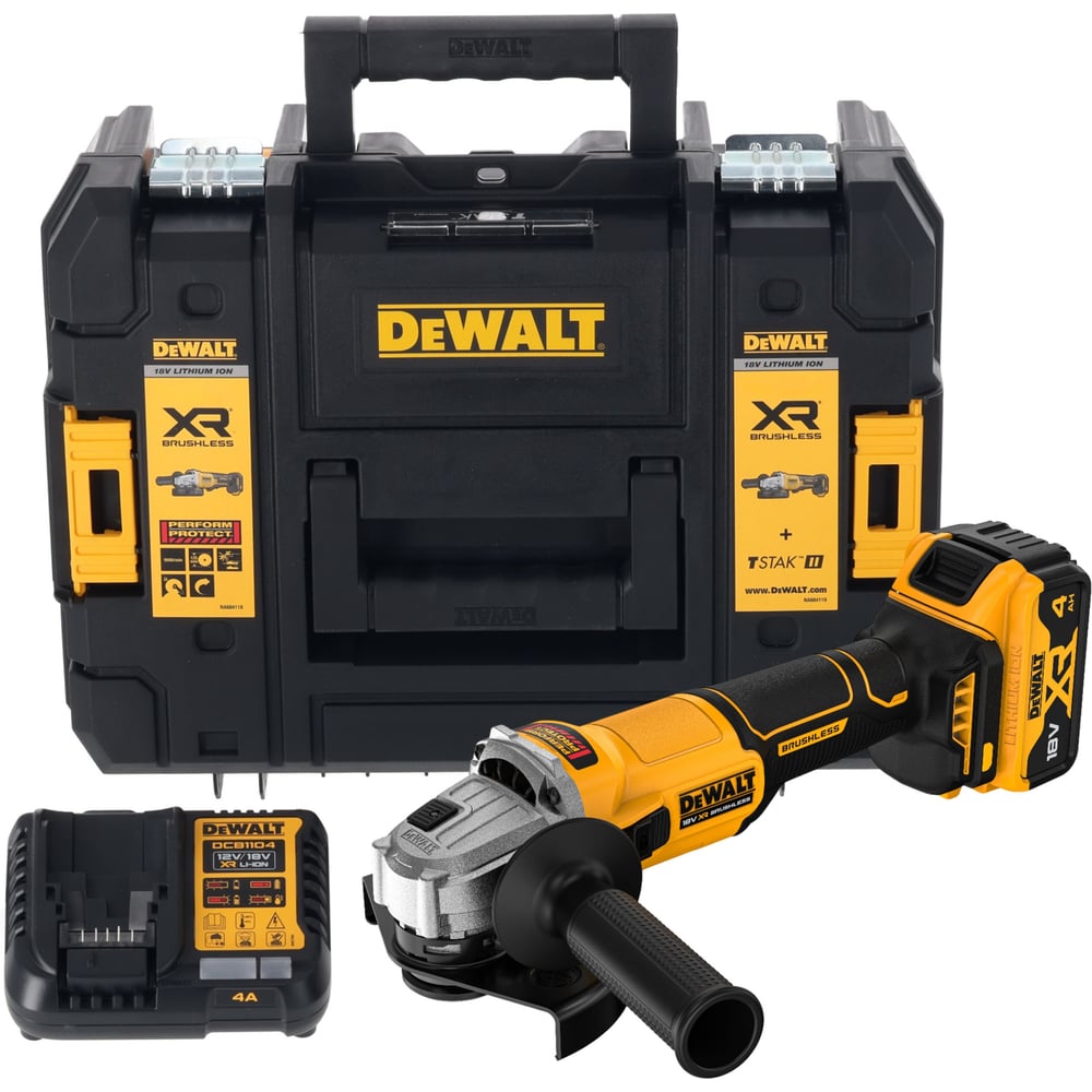 Изображение товара Аккумуляторная угловая шлифмашина DEWALT DCG407M1T 18 В 125 мм профессиональный комплект