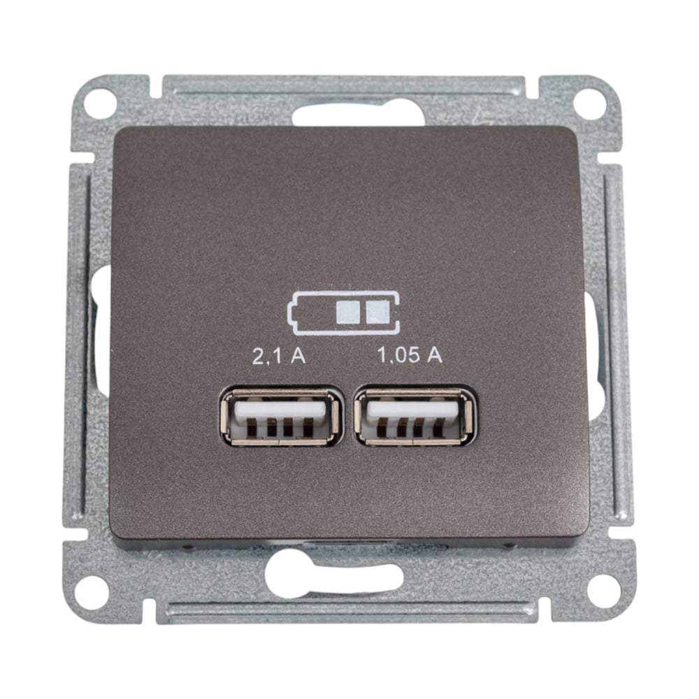 Изображение товара Розетка USB Systeme Electric Glossa графит 5В 2х5В (1050мА) встроенная