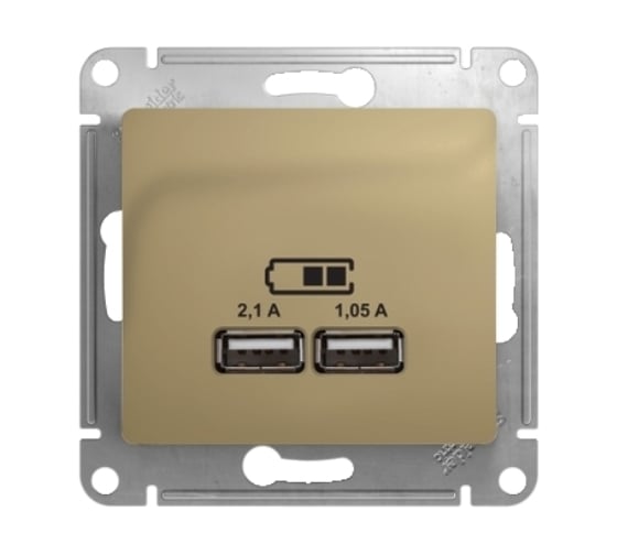 Изображение товара Розетка Systeme Electric Glossa Титан USB 5В (2100мА), 2х5В (1050мА) SE GSL000433