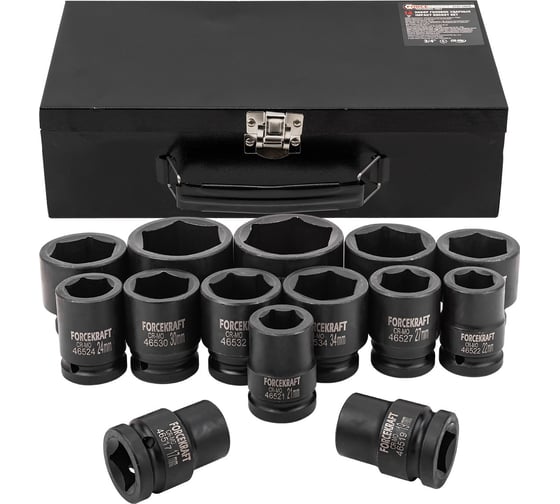 Изображение товара Головки 6-гранные ударные Forcekraft набор 14 предметов, 3/4" FK-6141-5MPB(62489)