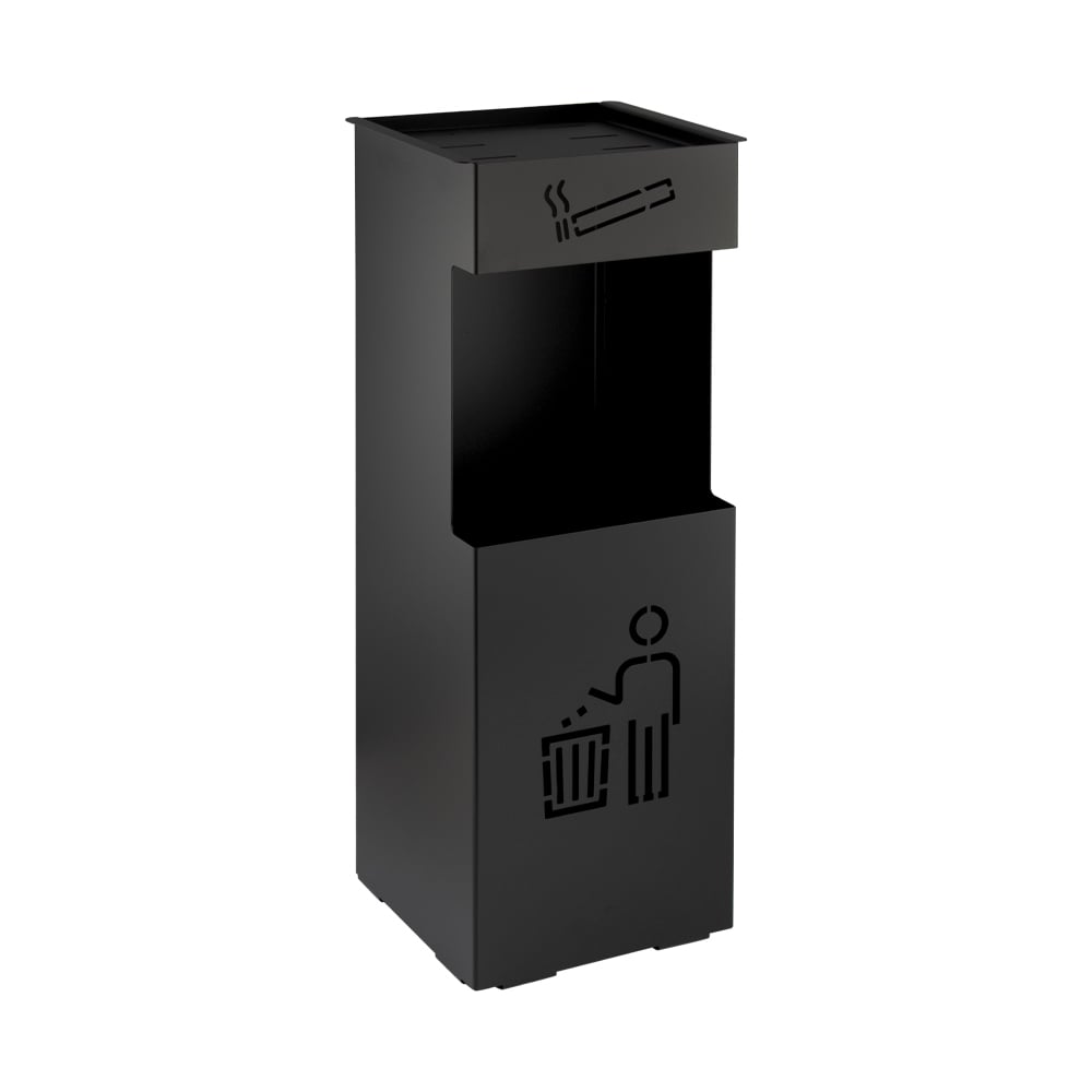 Изображение товара Урна с пепельницей Санакс 24 литра черная стальная