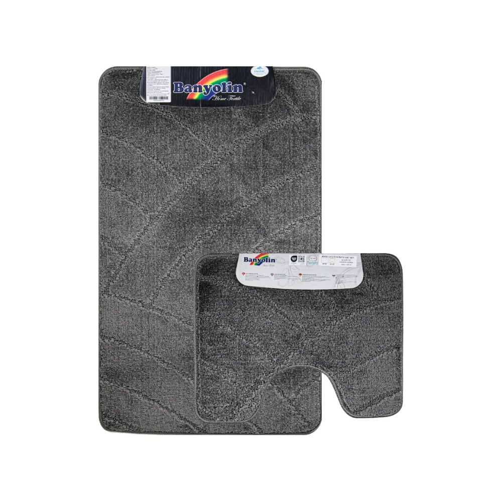 Изображение товара Коврик в ванную САНАКС CLASSIC UNI 201825 двойной темно-серый 55х90 и 45х55 см полиэстер латекс