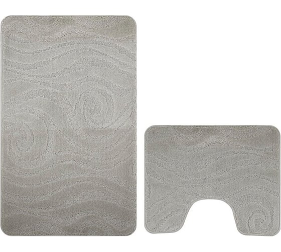 Изображение товара Коврик в ванную САНАКС CLASSIC UNI 202018, двойной СЕРЫЙ, 55х90 + 45х55 см, полиэстер 00317