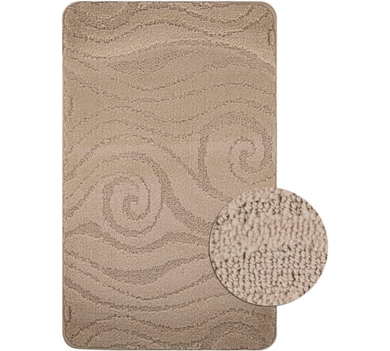 Изображение товара Коврик в ванную САНАКС CLASSIC UNI 202018, одинарный БЕЖЕВЫЙ, 55х90 см, полиэстер 00323