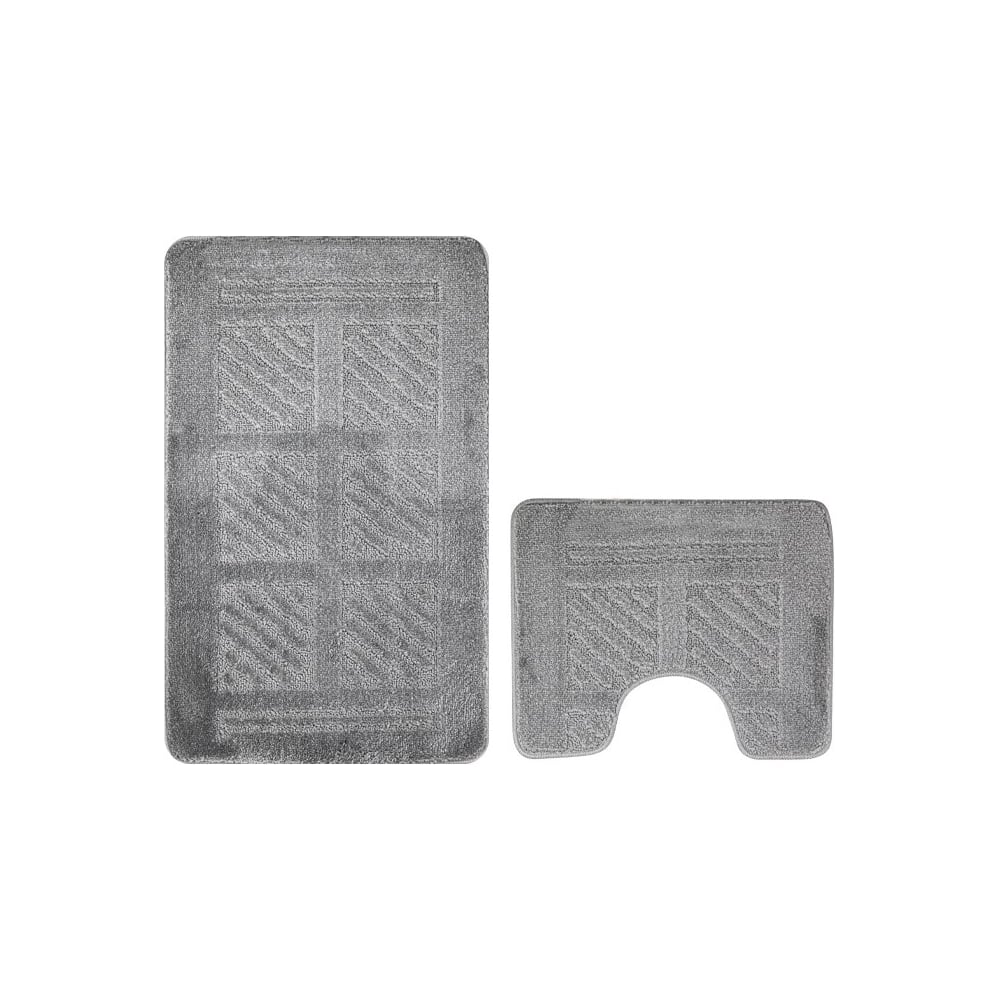 Изображение товара Коврики в ванную САНАКС CLASSIC UNI КВАДРАТЫ, серый, 55х90 см + 45х55 см