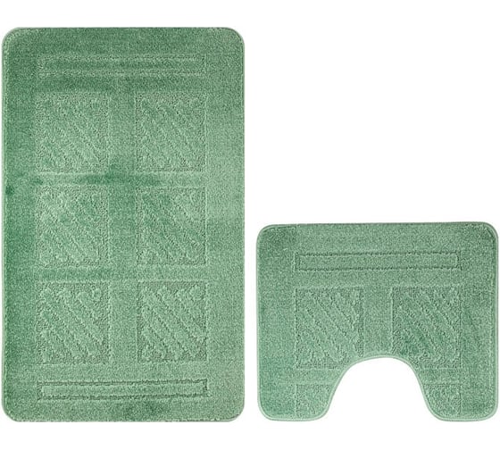 Изображение товара Коврик в ванную КЛАССИК УНИ КВАДРАТЫ, двойной ФИСТАШКОВЫЙ, 55х90 + 45х55 см, 100% полиэстер Санакс 00285