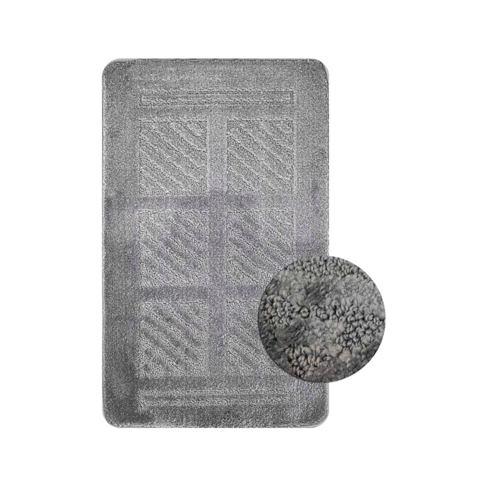 Изображение товара Коврик в ванную ЗАКАКС CLASSIC UNI КВАДРАТЫ серый 55х90 см полиэстер