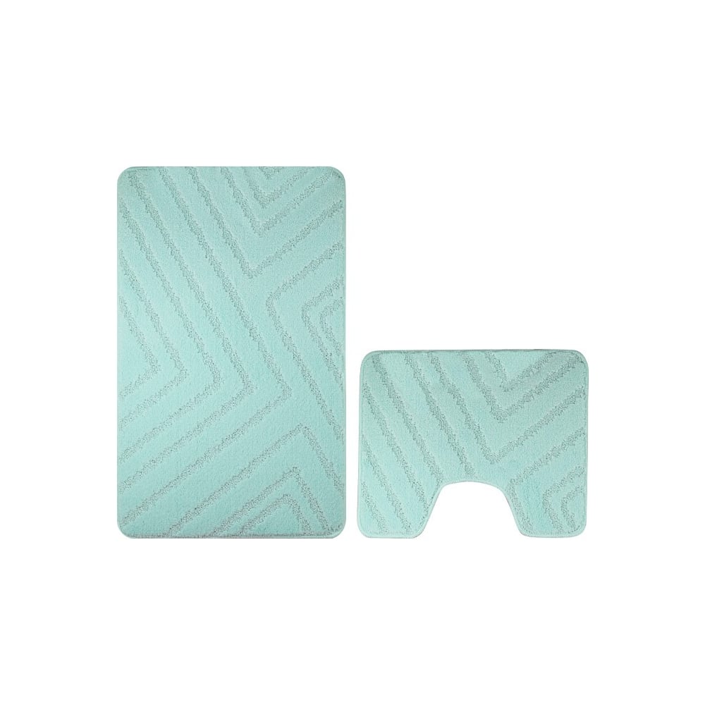 Изображение товара Коврик в ванную САНАКС CLASSIC UNI ПОЛОСКИ двойной бирюзовый 55х90 + 45х55 см