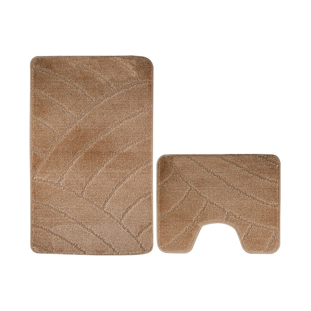 Изображение товара Коврик в ванную САНАКС CLASSIC UNI ПОЛОСКИ двойной коричневый 55х90 см