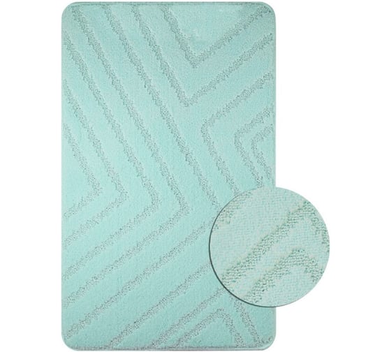 Изображение товара Коврик в ванную САНАКС CLASSIC UNI ПОЛОСКИ, одинарный БИРЮЗОВЫЙ, 55х90 см, полиэстер 00295