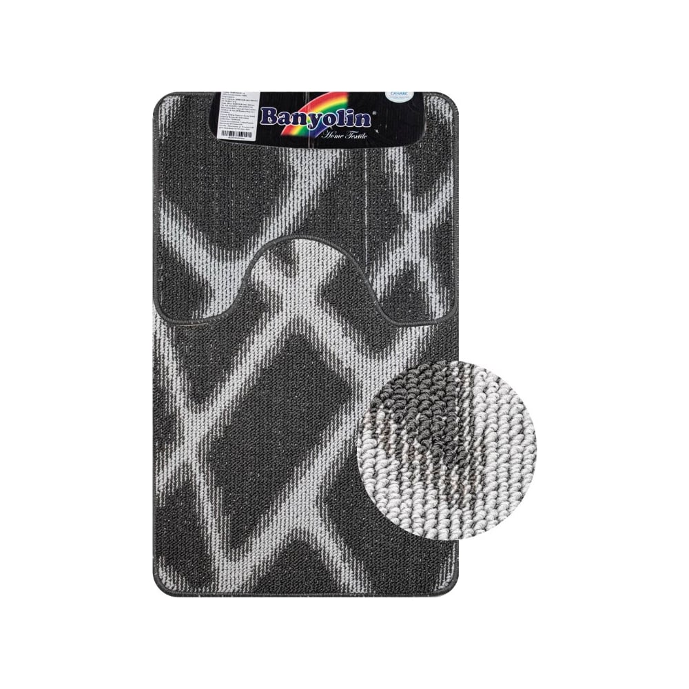 Изображение товара Коврик в ванную САНАКС CROSS-LOOP двойной серый абстракция полиэстер латекс