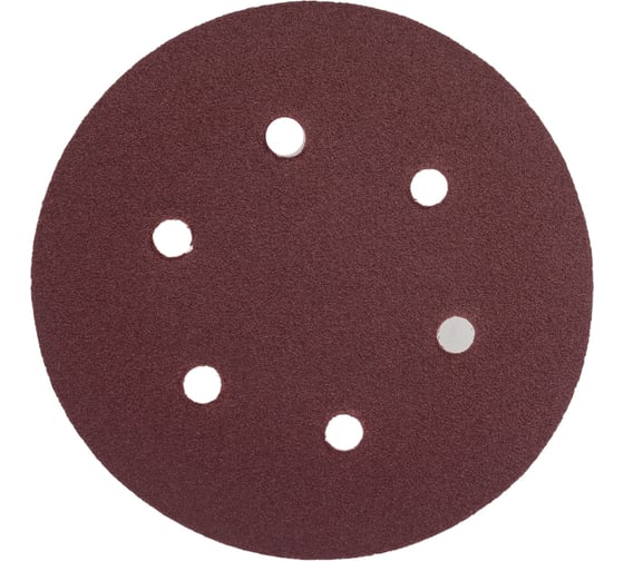 Изображение товара Круг шлифовальный на липучке (5 шт; 150 мм; 6 отверстий; Р100) PATRIOT 820010123