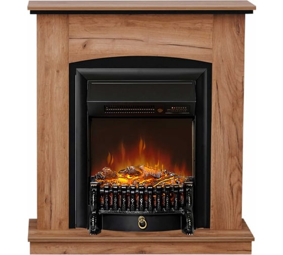 Изображение товара Каминокомплект Royal Flame Barcelona под классику (табачный дуб/черный) портал и Fobos FXM Black RC электрокамин 64949736