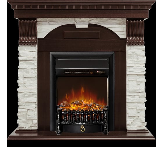 Изображение товара Каминокомплект Royal Flame Dublin арочный сланец белый (темный дуб) портал и Fobos FXM Black RC электрокамин 64948578