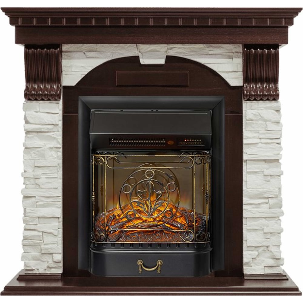 Изображение товара Каминокомплект Royal Flame Dublin арочный сланец белый (темный дуб) портал и Majestic FXM Black RC электрокамин 64948582