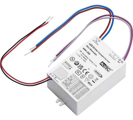 Изображение товара Блок питания AcTEC 10-(28-42)В, 21-30Вт, IP20, 500-1050mA, 93x55x32мм, MIM-30D