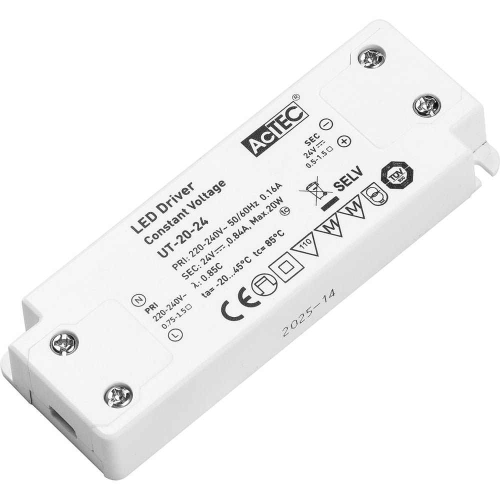Изображение товара Блок питания AcTEC 24В, 20Вт, UT-20-24 для светодиодных лент