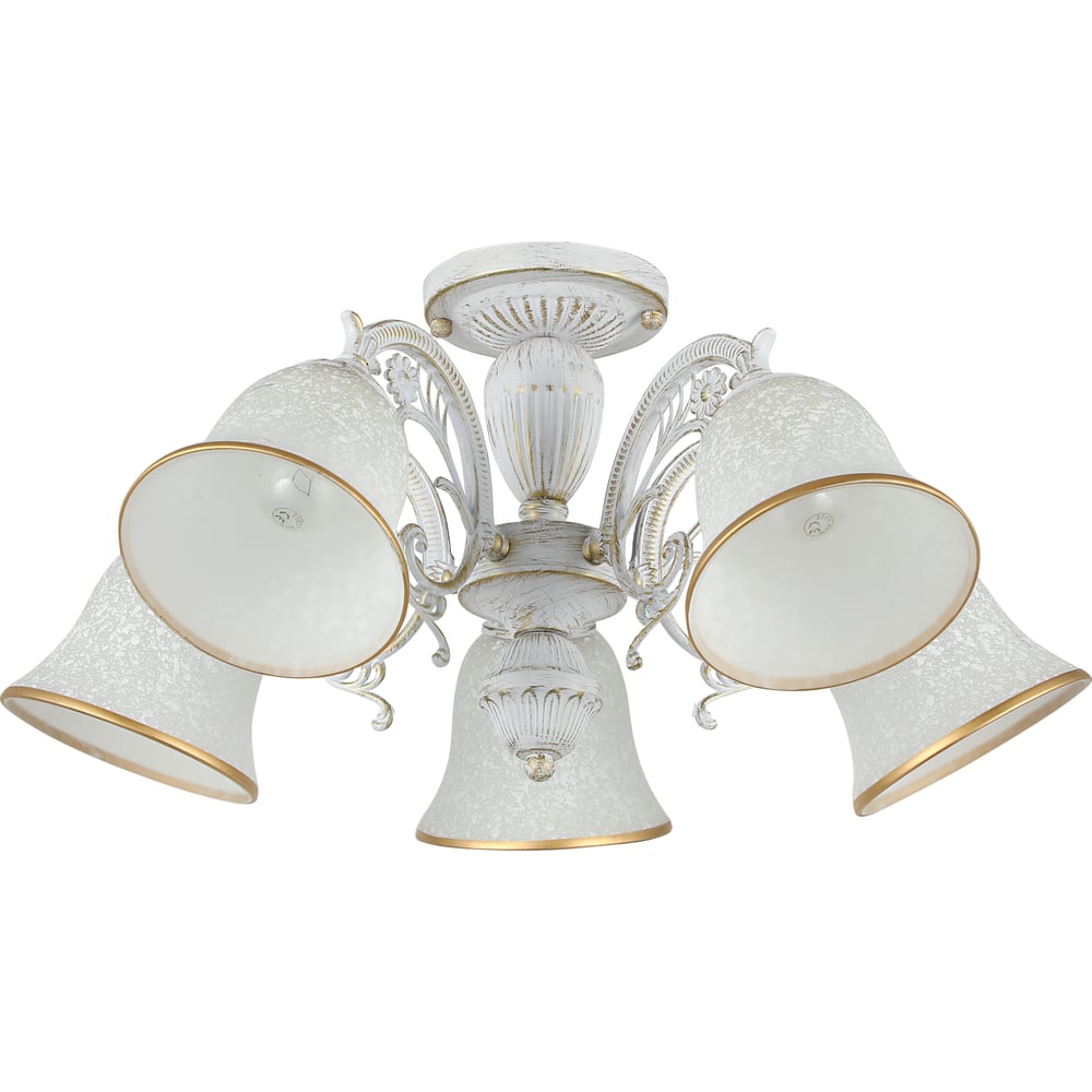 Изображение товара Люстра Schaffner Cuartel 4645-5 белая с золотом 5 ламп 200 Вт накладная