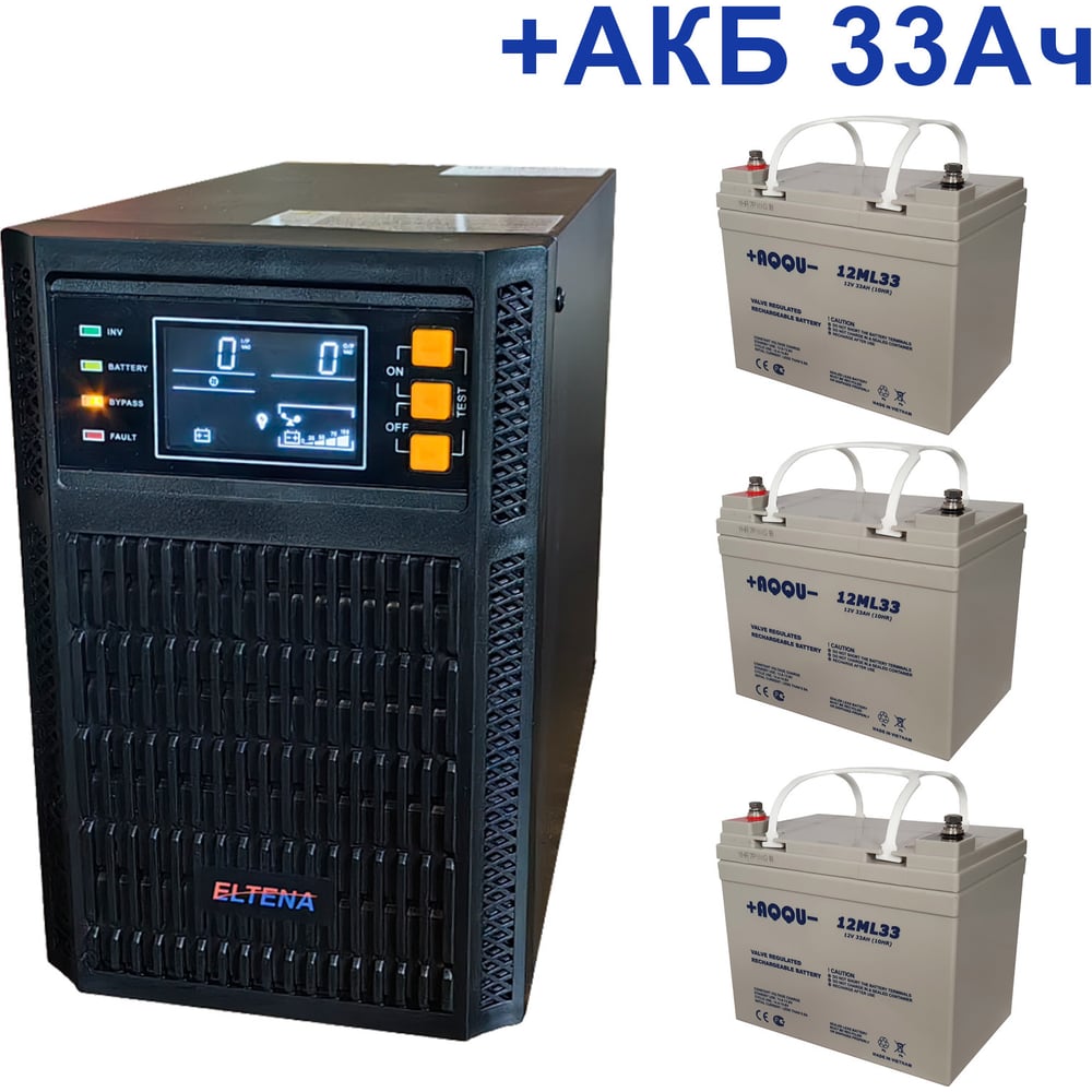 Изображение товара Комплект ИБП ELTENA Monolith B 1000LT с аккумуляторами AQQU 12ML33 для дома и сервера