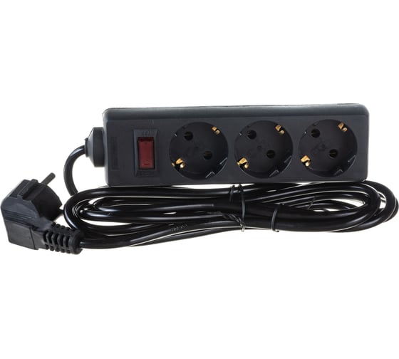 Изображение товара Сетевой фильтр ExeGate SP-3-3B 3 евро с заземлением 3м защита от перегрузки выключатель с подсветкой черный 221179