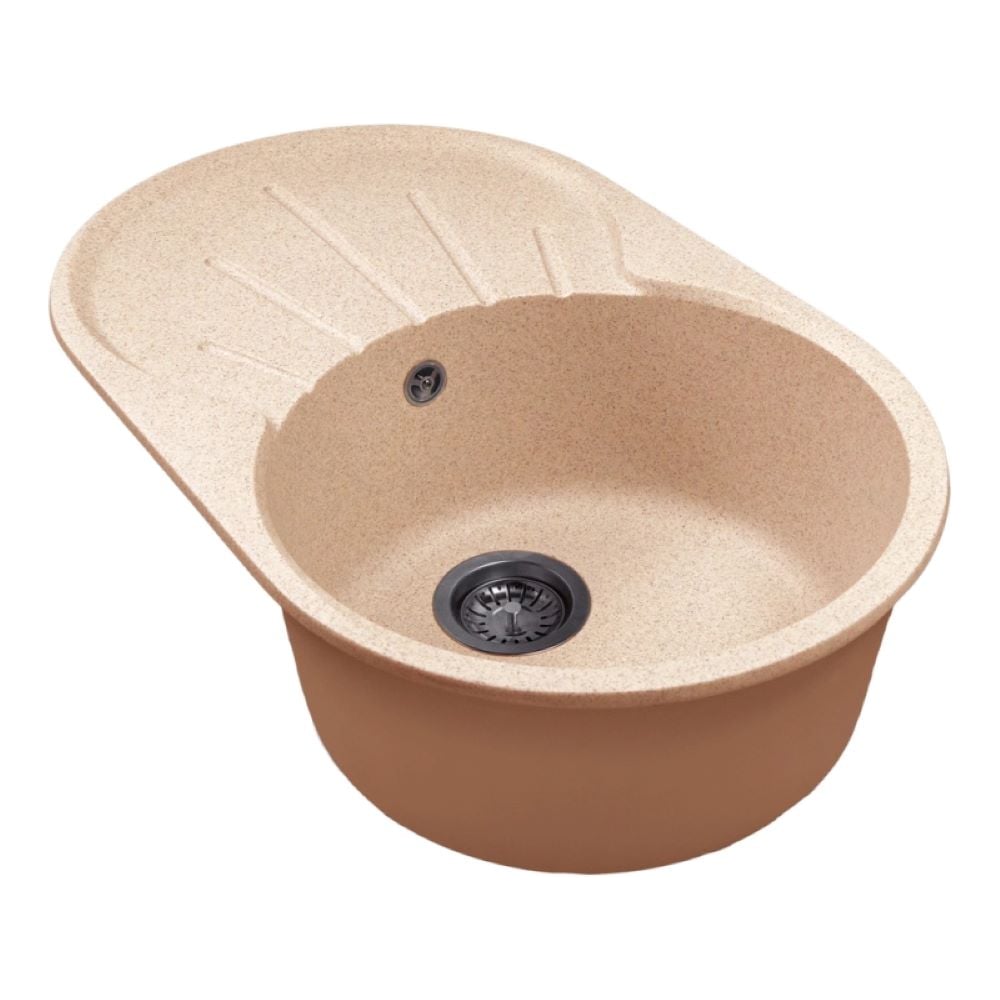 Изображение товара Мойка MIXLINE ML-GMS105 овальная с крылом песочный цвет врезная кухонная