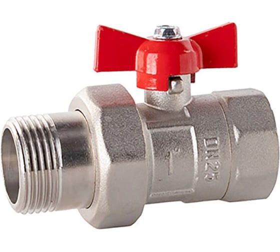 Изображение товара Кран шаровой Галлоп со сгоном 1'' бабочка 11б27п1 Практик 132 никель 554370