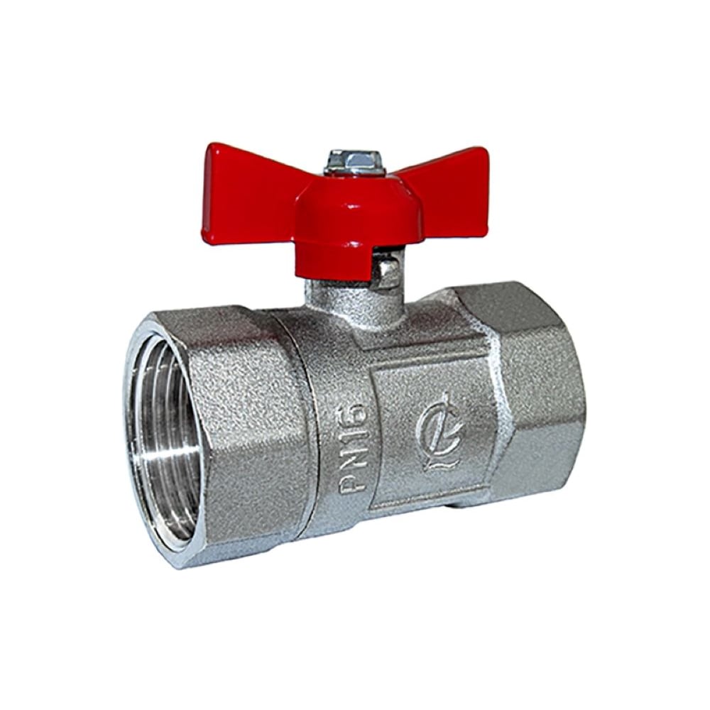 Изображение товара Кран шаровой Галлоп 1' с ручкой бабочка, латунь никелированная