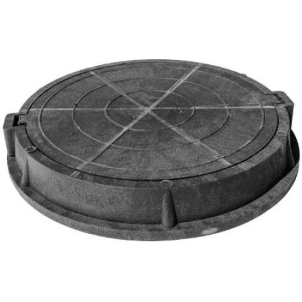 Изображение товара Люк сантехкомплект полимер круглый 760х630 мм H=110 серый черный