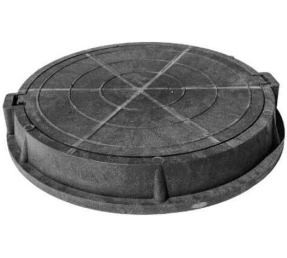 Изображение товара Люк Сантехкомплект полимер (легк усил) круг 760х630 h=110 43кг 30кН сер/чер 004-0022