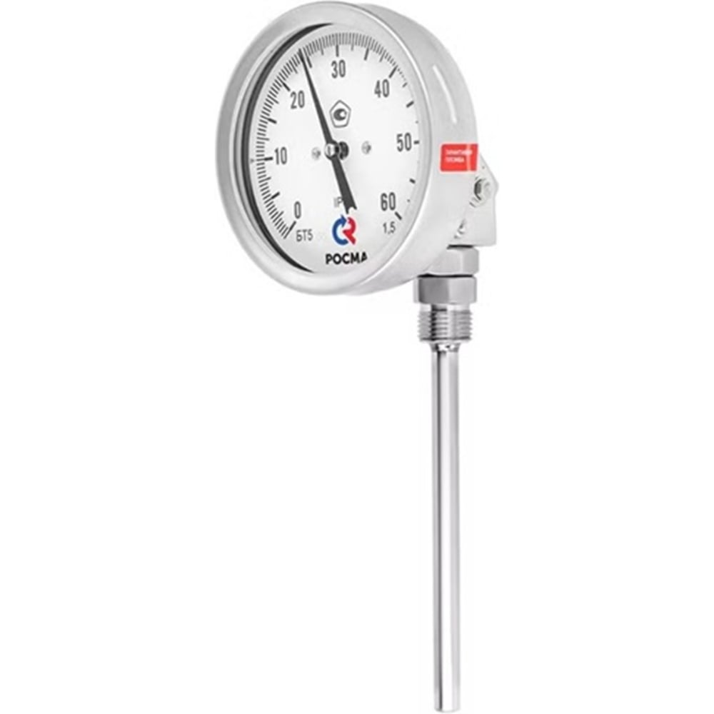 Изображение товара Термометр биметаллический РОСМА БТ-54.220, диапазон 0-120°C, G1/2, 200мм