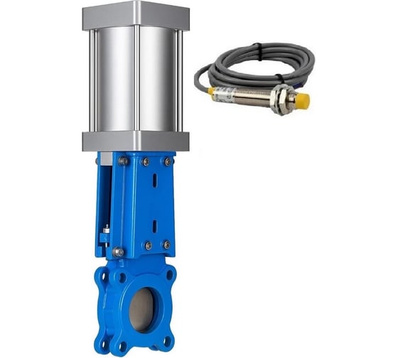 Изображение товара Задвижка шиберная DN.ru 304-304-M-1W-Fb-2P Ду150 Ру10 односторонняя, шток выдвижной, WENZ, пневмопривод, индукционные датчики 24VDC D040-10306