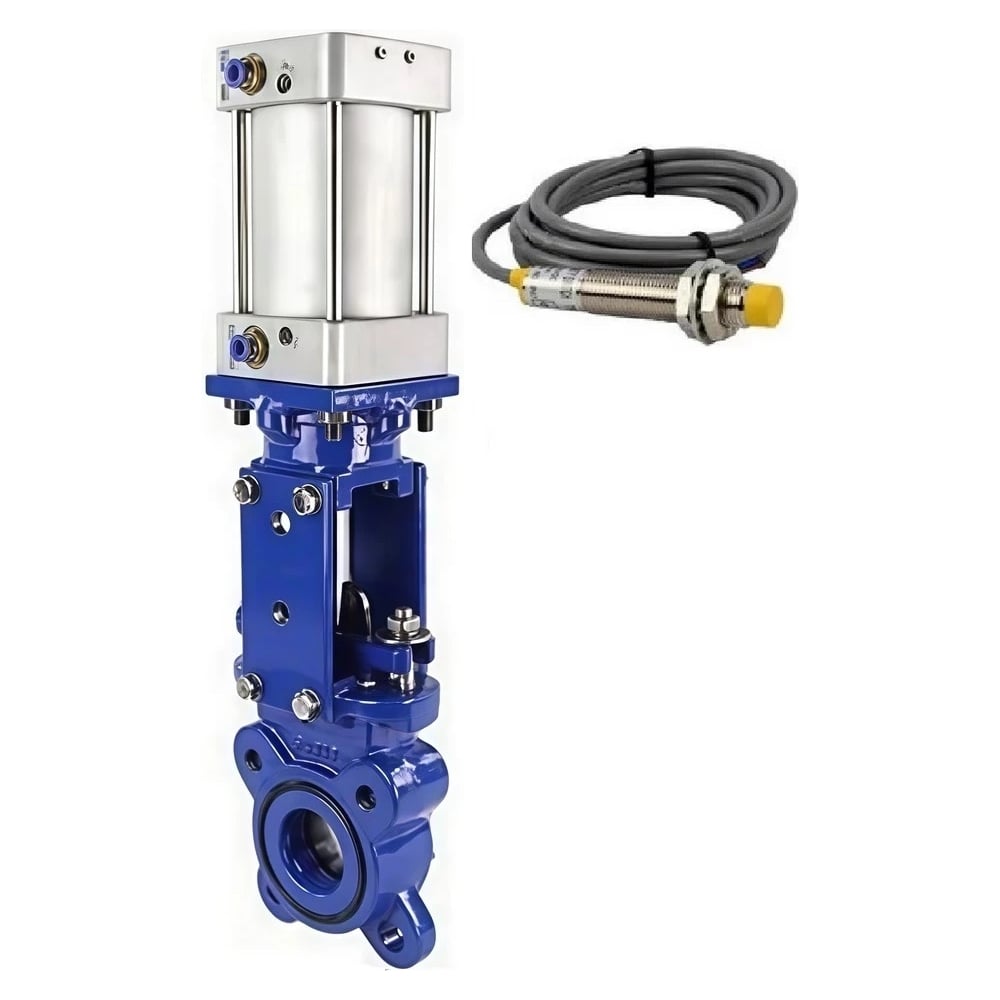 Изображение товара Задвижка шиберная DN.ru GGG40-304-EPDM-2W-Fb-2P Ду100 Ру16 пневмопривод WENZ