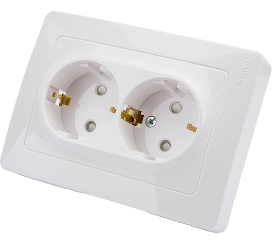 Изображение товара Розетка Systeme Electric Blanca внутр Бел 2-ая с/з со шторками, 16А, 250В SE BLNRS001121