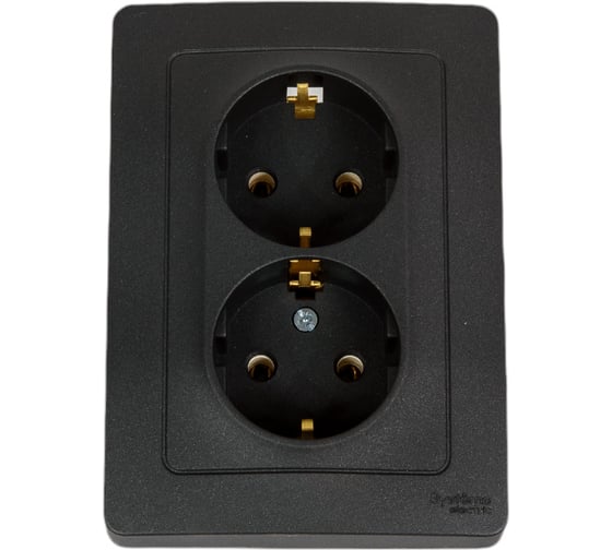 Изображение товара Розетка Systeme Electric Blanca внутр Антрацит 2-ая с/з без шторок, 16А, 250В SE BLNRS001026