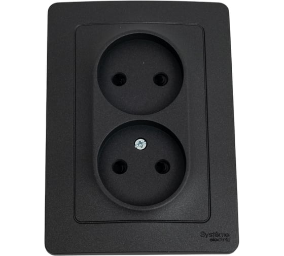 Изображение товара Розетка Systeme Electric Blanca внутр Антрацит 2-ая б/з со шторками, 16А, 250В SE BLNRS000126