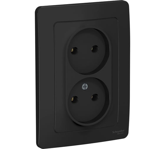 Изображение товара Розетка Systeme Electric Blanca внутр Антрацит 2-ая б/з без шторок, 16А, 250В SE BLNRS000026