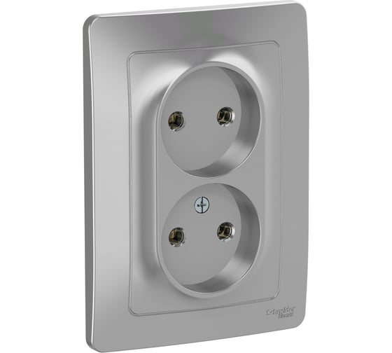 Изображение товара Розетка Systeme Electric Blanca внутр Алюминий 2-ая б/з без шторок, 16А, 250В SE BLNRS000023