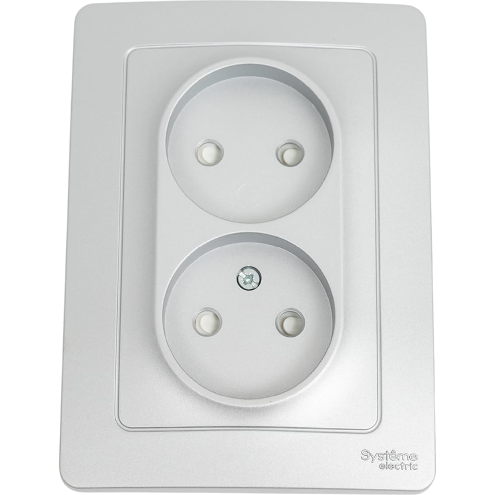 Изображение товара Розетка Systeme Electric Blanca внутр Алюминий 2-ая бз со шторками 16А 250В