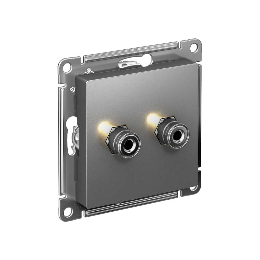 Изображение товара Аудиорозетка Systeme Electric AtlasDesign двухместная IP20 серый пластик