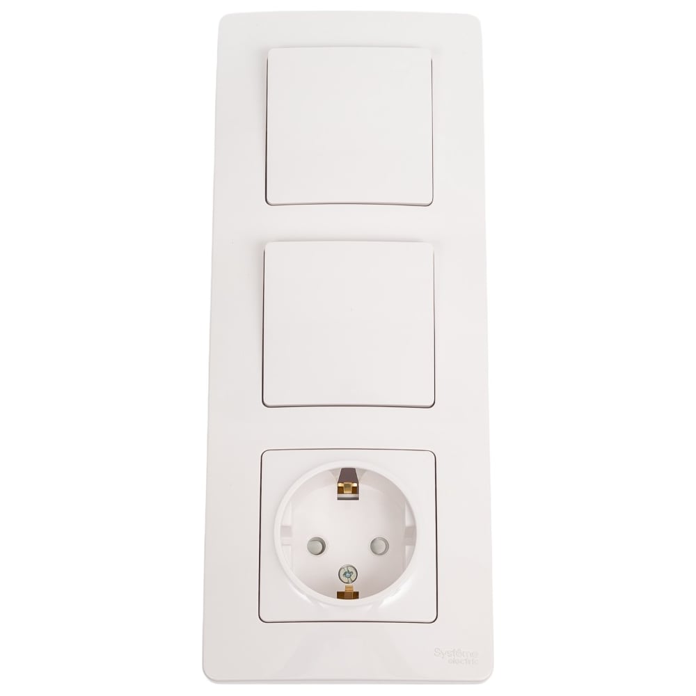 Изображение товара Розетка и выключатель Systeme Electric Blanca with заземлением IP20 для встроенного монтажа 16А 2 к